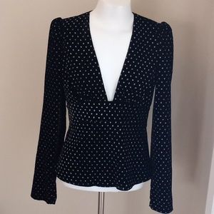 NWT Express S/P Black Long Sleeve With Silver Accents Holiday Top